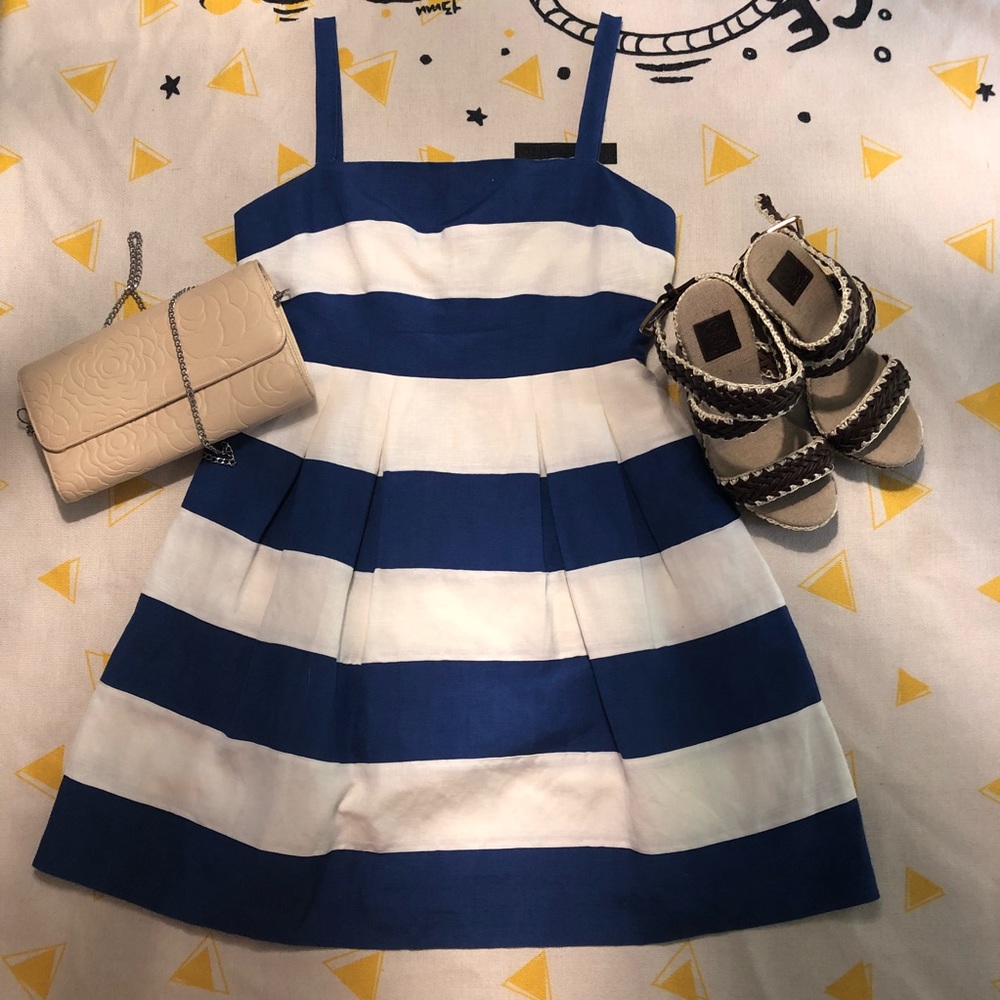 Loft Ann Taylor White/Blue Striped Dress